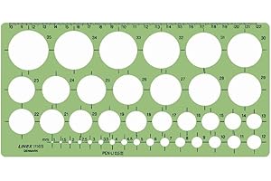 Linex 1116S Kreisschablone, 39 Kreise von 1-35 mm, Tuschenoppen, für Tuschefüller bis 0,5mm, mm-Skala an einer Seite, 240 x 120 mm