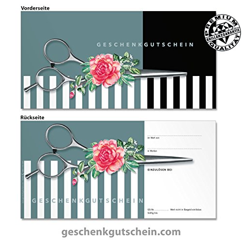 10 Stk. Geschenkgutscheine „DIN lang“ für Friseure, Coiffeure, Haarstudios, Hairstylisten K9295