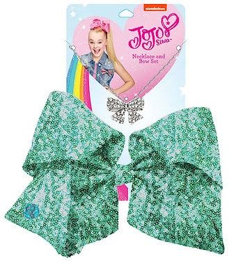 JoJo Siwa 20cm Signature Sequin Bow And Necklace Set - Mint