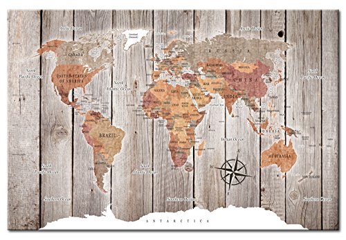 murando - Impression sur toile - 120x80 cm - 1 Piece - Image sur toile - Images - Photo - Tableau - motif moderne - Décoration - tendu sur chassis - Poster Carte du Monde Continent k-C-0050-b-b