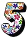 Flowers And Butterfly Number 5 Sticker For House Door / Wheelie Bin / Dustbin - Choose Number