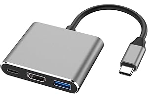 Eono Adattatore USB C a HDMI 4K, 3 in 1 Tipo C Adattatore a HDMI Converter con Porta di Ricarica USB C e Porta USB 3.0 Compatibile con MacBook Pro, iMac, iPad Pro (Grigio)