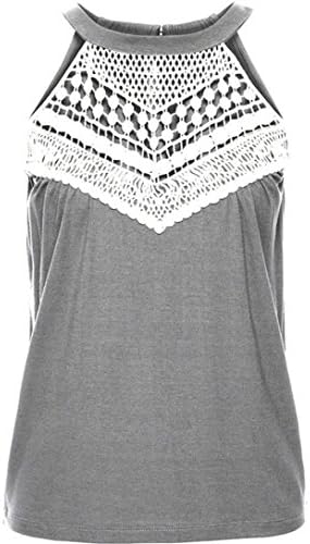Hmeng Fashion Women's Summer Vest Top Sleeveless Blouse Casual Tank Tops Lace T-Shirt (XXL, Gray)