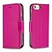 Produktbild Bear Village® iPhone 7 / iPhone 8 Hülle, Hochwertige Magnetischen Brieftasche Leder Hülle Tasche mit Handschlaufe und Kartenfach für Apple iPhone 7 / iPhone 8, Rose Red