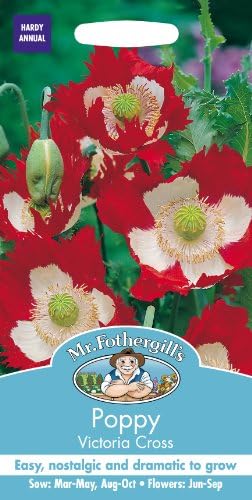 Mr Fothergill's 17461 Flower Seeds, Poppy Victoria Cross, Red & White
