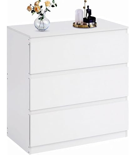 Meuble de rangement en verre blanc 1 pièce avec 3 tiroirs et tringle à vêtements en alliage d'aluminium, parfait pour le salon, la chambre, le bureau | Leroy Merlin
