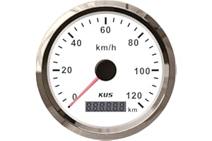 ‎KUS USA KUS Wasserdichte GPS Tacho Kilometerzähler 120KM/H Mit Hintergrundbeleuchtung Für Auto 85mm (Weiß)