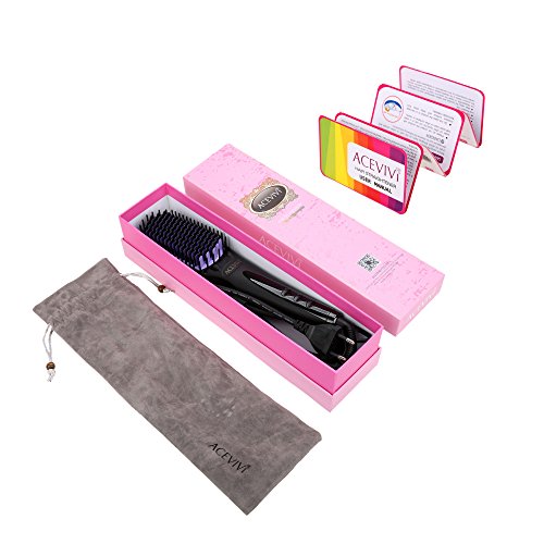 ACEVIVI Ionen Keramik Glättbürste Haarglätter mit Warmluft und LCD EU Stecker Schwarz,A2565 - 7
