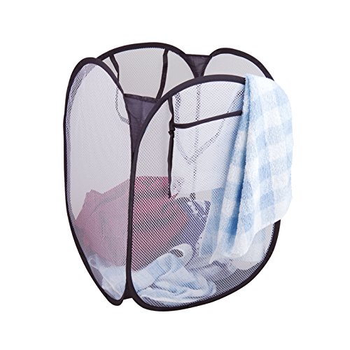 axentia 116723 Wäschebox Pop-up, faltbare Aufbewahrungsbox, Wäschesack als Möbel und Wohnaccessoire für Küche und Haushalt verwendbar, praktischer Wäschesammler aus flexiblem Polyester mit Feder, ca. 32 x 32 x 58 cm, blau