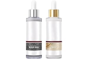 OIXYAZ Exfoliante de Arroz Blanco y Negro, Dúo de Ampollas de Arroz, Ampolla de Arroz Blanco, Solución Exfoliante de Arroz Negro, Arroz Peeling Shot, Hidratante y Minimizador de Poros Faciales