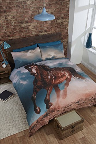 Bedding Heaven Galloping Horse Duvet Cover Set. Shadow The Horse Quilt Cover and Pillowcases (Double)