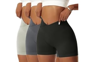 Litthing Pantaloncini da Ginnastica Donna Crossover Yoga Brevi Allenamento Palestra Fitness Sport Short per Donne Scrunch Pancia Controllo Butt Elastici Push Up Corsa