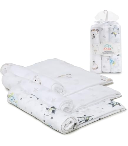 Set 5 Asciugamani Neonato In Mussola Di Cotone - 30x30 Cm, Morbidi E Ipoallergenici - Foto 9