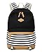 Produktbild 5 ALL Fashion Mädchen Schulrucksack Damen Canvas Rucksack Teenager Baumwollstoff Streifen Schultasche Daypacks für Universität Outdoor Freizeit QXT-8810 (Schwarz)