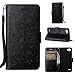 Produktbild LMAZWUFULM Hülle für LG Q6 / LG M700N (5,5 Zoll) PU Leder Magnetverschluss Brieftasche Lederhülle Einhorn Pferd und Wolken Muster Prägung Design im Book style mit Stent-Funktion und Karten Slot Ledertasche Flip Cover für LG Q6 Schwarz