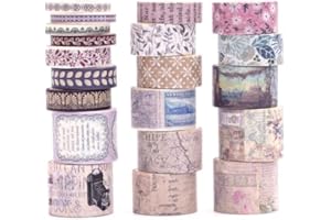 KAVI' S 20 rollos Washi Tape Set, Cinta Vintage Adhesivo Decorativo Obra de Arte Inspirada Hoja de Oro Masking Tapes para Artes, Bullet Journal, Scrapbooking, Bricolaje, Embalaje (Anna's Letters)