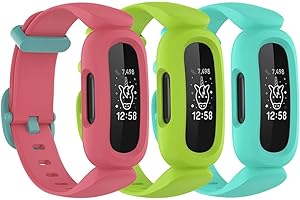 honecumi 3 Pack Ace 3 Straps Compatible with Fitbit Ace 3 Watch Bands for Kids Children Girls Boys Colorful Skin-Friendly Ace 3 Watch Strap Wristband Bracelet Replacement Accessory for Boy Girl Gift