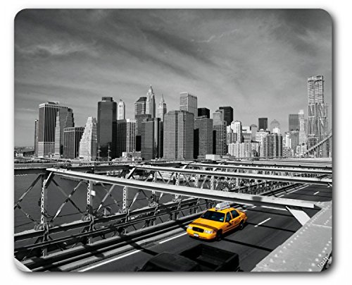 York - Taxi Amarillo En El Puente De Brooklyn Alfombrilla para Rat  n  23 x 19cm 