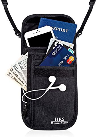 PANGU RFID Blocking Passport Holder Water-Resistant Travel Security Wallet Neck Pouch for Men and Women