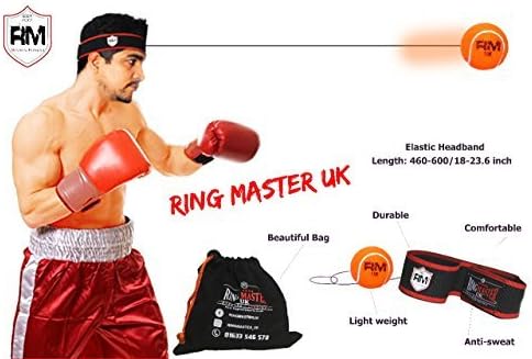 RingMasterUK Head Speed ball Tennis Punch Reflex Focus Training Boxing Kickboxing MMA Martial Arts Fitness (Orange)