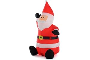 Bakaji Père Noël Gonflable assis auto-gonflable grande hauteur 120 cm avec éclairage LED et kit de fixation pour extérieur, protection IP44 décoration de Noël