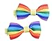 Beautiful Set of 2 Bow Hair Grips Clips Women Girls Baby - Rainbow