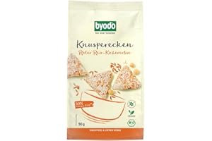 ‎BYODO Byodo Knusperecken Roter Reis-Kichererbse 90g - 100% Bio, Glutenfrei, Vegan, Ohne Zuckerzusatz, Extra Knusprig, Würzig, Perfekt als Snack