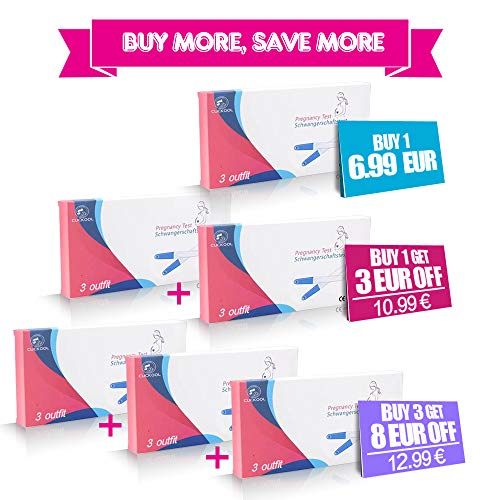 Test de Embarazo de Alta Sensibilidad, 9 Unidades Pruebas de Embarazo Ultrasensibles Alta Fiabilidad, Resultados en menos de 1 minutos