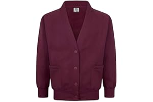 EFTINAN Girls Cardigan Sweatshirt 2 Front Pockets Raglan Sleeves Ribbing On Cuffs Welt & Neck Casual Or School Wear UK