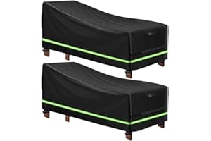 Cowhilan 2 fundas de tumbona con banda reflectante, tejido Oxford 420D resistente, funda de tumbona de jardín a prueba de viento e impermeable