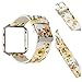 Produktbild X-cool Fitbit Blaze Armband Leder Weiß Gelb Blüte mit Metallrahmen Replacement Wrist Band für Herren Damen S L