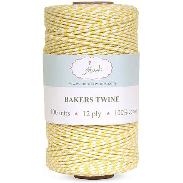 Everlasto Beautiful Bakers Twine - 100m, 2mm Soft Cotton, Apricot Candy Stripe, Made In UK