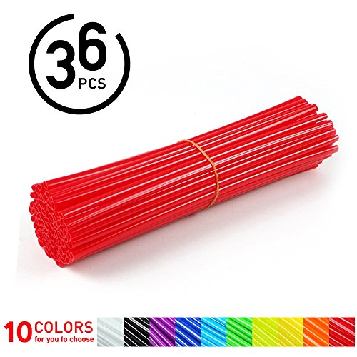 VGEBY Spoke Skins Motociclo, Pack of 36 Cerchioni Skins Dirt Bike Enduro Motocross Wheel Enduro Cerchione Ruota -10 Colori?Rosso?