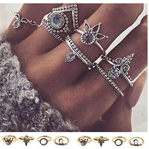 Hsooor Vintage Ring Finger Knuckle Joint Punk Ring Silber Schmuck Set 8PCS