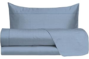 hermet Set Lenzuola Letto Singolo 100% Cotone, Completo Letto, 1 Piazza, Fantasia Effetto Tela, Lenzuolo da Sopra + Lenzuolo da Sotto + Federa