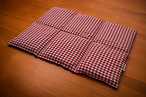 Rapssamenkissen groß 40x30 | 6-Kammer | rot-weiß | Wärmekissen Körnerkissen