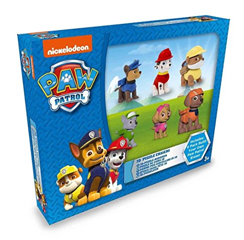 Preisvergleich Produktbild Paw Patrol (6 Zeichen), Offizielle lizenzierte, 3D Puzzle Radiergummis, Pädagogisches Spielzeug.