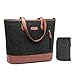 Produktbild FOSTAK Damen Handtasche Umhängetasche Aktentasche Messenger Bag Reisetasche Shopper Frauentasche Schultertasche Tote Bag Businesstasche Arbeitstasche Laptoptasche für 15 Zoll Laptop,Canvas Schwarz