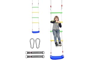 ShengOu 2 en 1,échelle de Corde pour Enfants,échelle d'escalade extérieure,balançoire de Jardin,balançoire échelle,Balançoire Disque en Plastique,Balançoire extérieure intérieure pour Enfants