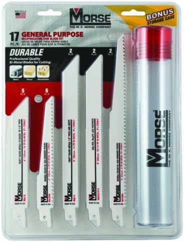 Morse Mk RBKITGP01 17-Piece General Purpose Reciprocating Blade Assortment with Storage Case, Multi, one Size