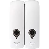 Decdeal 2 x 300ml Dispensador de Jabón de Pared, Ducha, Champú, Loción, Espacio para Baño Cocina Hotel White