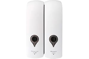 Decdeal 2 x 300ml Dispensador de Jabón de Pared, Ducha, Champú, Loción, Espacio para Baño Cocina Hotel