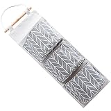  Merssavo Gris Colgante Bolsa de Almacenamiento Organizador de Tres Bolsillos Cesta Bolsa de Almacenamiento de Algodón de Pared y Cocina de Lino
