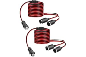 FENYW Zigarettenanzünder Stecker 2PCS Verlängerungskabel für Auto 12V/24V Zigarettenanzünder Buchse Zigarettenanzünder Verlängerungskabe mit 2 Stecker Kontrollleuchte LED Licht für KFZ Auto LKW 30CM