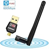 ANEWISH® Antena WiFi USB ac 600 Adaptador WiFi USB 5Ghz Dual Band Receptor WiFi Inalámbrico Dongle WiFi USB PC para Windows 10/8/7/ Vista/ XP/ 2000, Mac Os