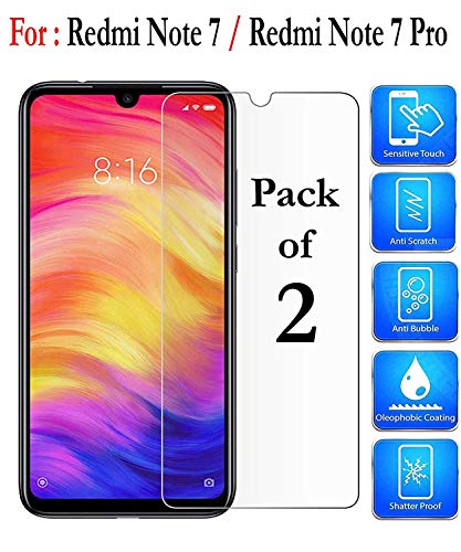 Umravatiya- Tempered Glass Screen Protector FOR Xiaomi Redmi Note 7 / Redmi Note 7 Pro (2 Glass)
