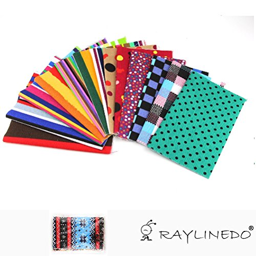 RayLineDoÃ‚Â®X 20cm * 25cm Different Pattern Bohemia & Stripe Dot Style Canvas Patchwork Fabric Bundle Squares Quilting Scrapbooking Sewing Artcraft Bag Handbag Making Project Fabric by RayLineDo - 2