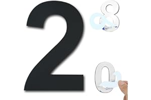 Ywonoby House Numbers - 3 Inch Self Adhesive Metal Stainless Steel Door Numbers Stickers for House Mailbox Apartment Hotel Courtyard - Black(2)