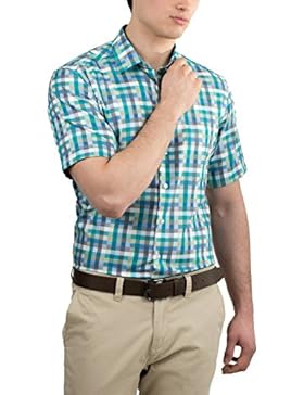 Eterna Modern Fit  Kurzarm braun kariert mit Modern Kent-Kragen