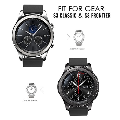 MoKo Samsung Gear S3 Frontier / Classic / Moto 360 2nd Gen 46mm Armband – Premium Soft Echt Leder Uhrenarmband Lederarmband Uhr Band Ersatzband für Samsung Gear S3 Classic Samrtwatch, Schwarz - 2